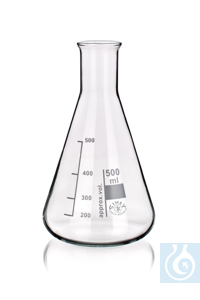 Erlenmeyer narrow neck, 20000 ml, dim. Ø 1= 346 x Ø 2= 98 x H 580 mm, Simax® borosilicate glass,...